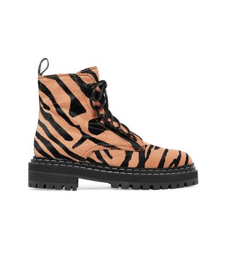 Proenza Schouler + Tiger-Print Calf Hair Ankle Boots