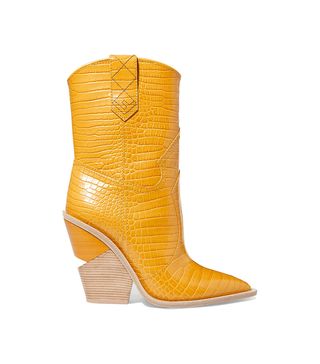 Fendi + Croc-Effect Leather Boots
