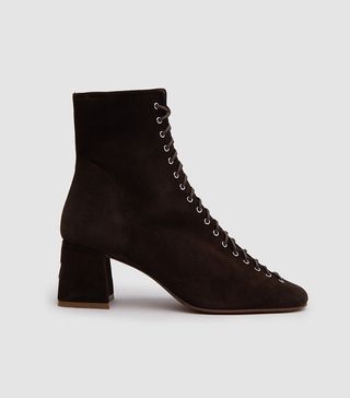 By Far Shoes + Becca Suede Ankle Boots in Brown