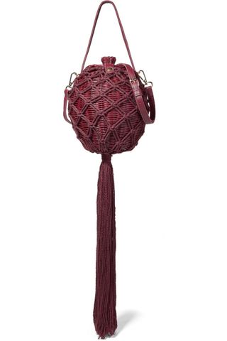 Ulla Johnson + Leia Leather-Trimmed Wicker and Macramé Shoulder Bag