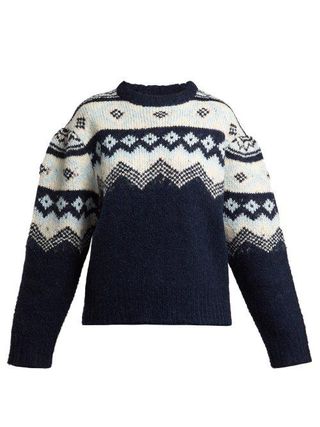 Sea + Puffed Sleeve Fair Isle Sweater