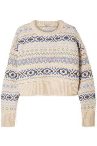 Miu Miu + Cropped Fair Isle Wool Sweater