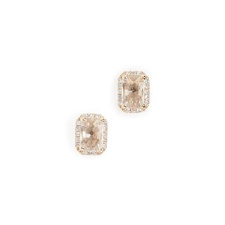 EF Collection + 14k Diamond White Topaz Stud Earrings