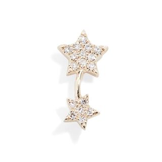 EF Collection + 14k Single Diamond Double Star Stud Earring