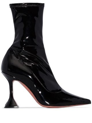 Amina Muaddi + High-shine Heeled Ankle Boots