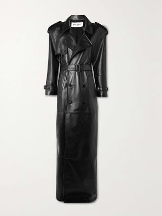 Saint Laurent + Belted Leather Trench Coat