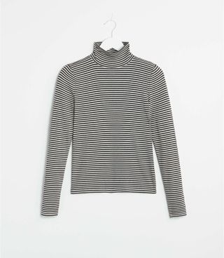 Lou & Grey + Striped Softened Jersey Turtleneck Top