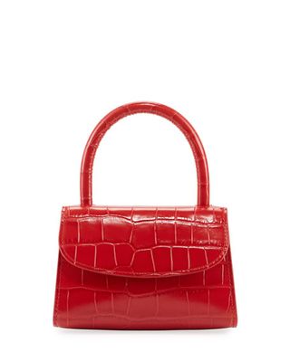 By Far + Mini Croc-Embossed Leather Top-Handle Bag