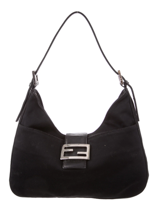 Fendi + Black Canvas Shoulder Bag