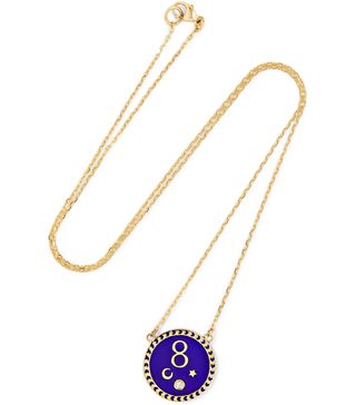 Foundrae + Karma 18-Karat Gold, Diamond and Enamel Necklace