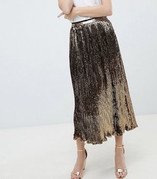 ASOS Design + Sequin Midi Skirt