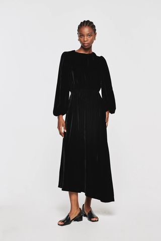 Aligne + Lucca Asymmetric Hem Velvet Dress