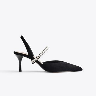 Uterqüe + Suede Slingbacks With Bejewelled Strap Detail