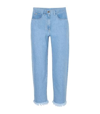 Nanushka + Rupa Frayed High-Rise Straight-Leg Jeans