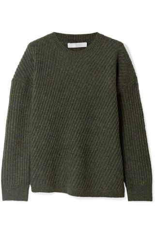 Vince + Asymmetric Ribbed Wool-blend Sweater