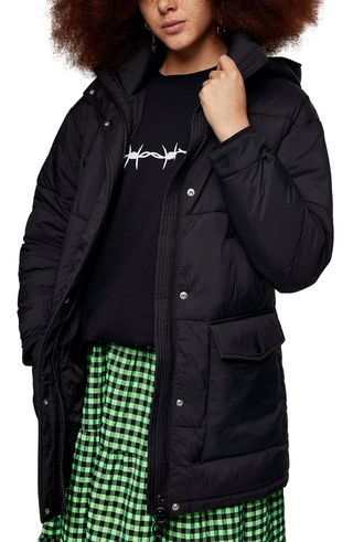 Topshop + Brian Hooded Puffer Jacket