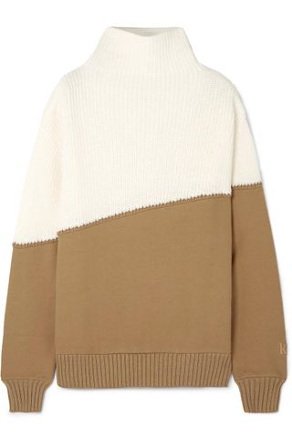 Kith + Two-Tone Ribbed-Knit and Cotton-Jersey Sweater