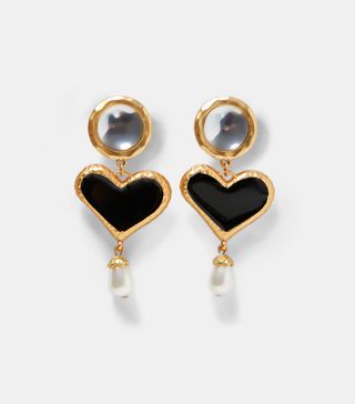 Zara + Heart and Faux Pearl Earrings