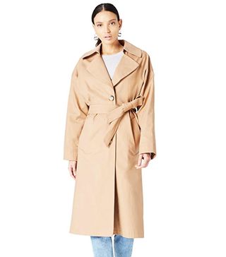 Find + Trench Coat Waist Tie Cape Back