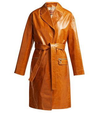 Yves Salomon + Belted Patent-Leather Coat