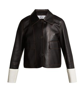 Loewe + Contrast-Cuff Nappa Leather Jacket
