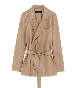 Zara + Faux Leather Belted Jacket