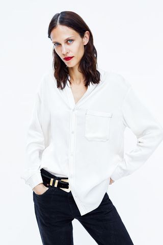 Zara + Contrasting Topstitching Shirt