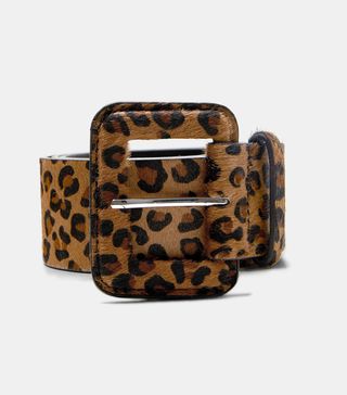 Zara + Leather Leopard Print Belt