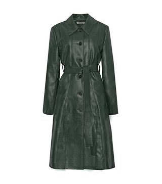 Pixie Market + Hunter Green Leather Trench