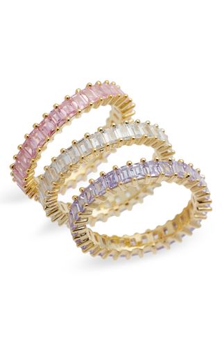 Adina's Jewels + 3 Pastel Baguette Eternity Rings