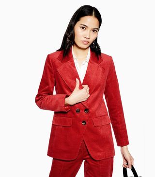 Topshop + Corduroy Double Breasted Blazer