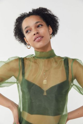 Urban Outfitters + Urban Renewal Remnants Organza Mock Neck Top