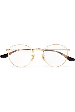 Ray-Ban + Round-Frame Gold-Tone Optical Glasses