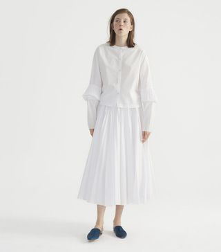 Claudia Li + Pleated Elbow Patch Blouse