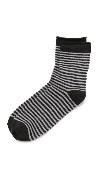 Plush + Stripe Rolled Fleece Socks