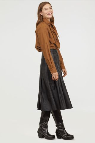 H&M + Midi Leather Skirt