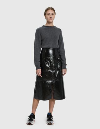 Mijeong Park + Faux Patent Leather Skirt in Black