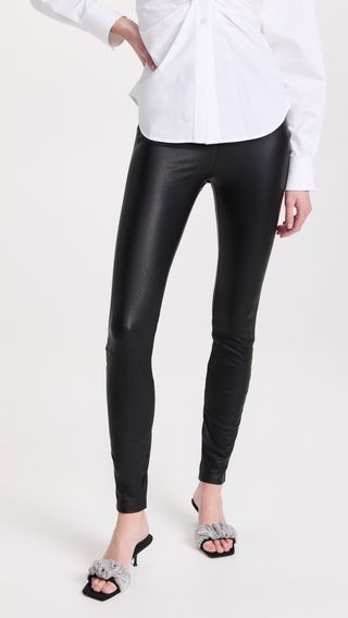 Good American + Good Waist Leather Pull On Leggings