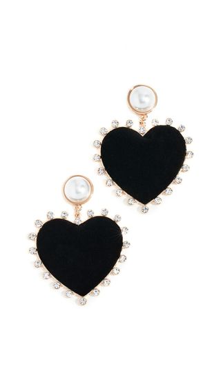 BaubleBar + Imitation Pearl Studs With Fabric Heart Earrings