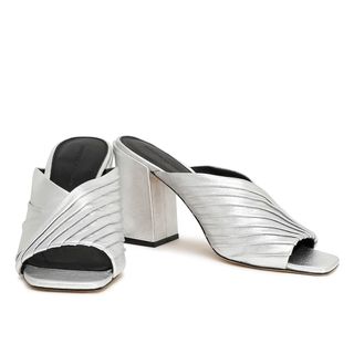 Sigerson Morrison + Pramod Pleated Patent-Leather Mules