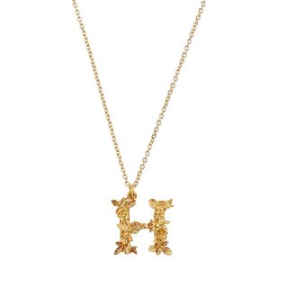 Alex Monroe + Gold-Plated Floral Letter H Alphabet Necklace