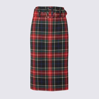 Marks & Spencer + Checked Pencil Midi Skirt