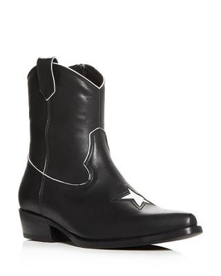 Anine Bing + Elton Leather Low-Heel Western Boots