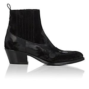Barneys New York + Leather & Suede Western Ankle Boots