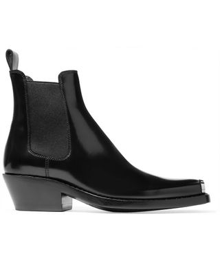 Calvin Klein 205 W39 NYC + Claire Metal-Trimmed Leather Ankle Boots