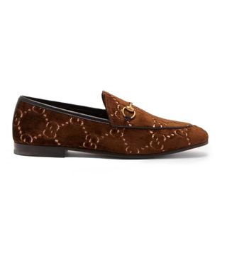 Gucci + Jordaan logo-jacquard velvet loafers