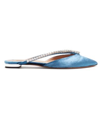 Aquazzura + Sabine Crystal-Embellished Velvet Slipper Shoes