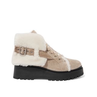 Miu Miu + Shearling Lined Suede Ankle Boots