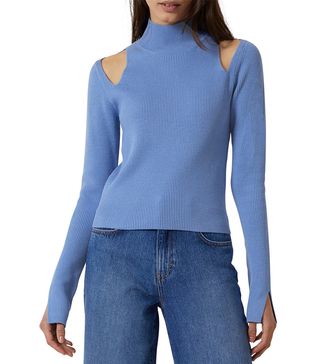 French Connection + Lydia Cold Shoulder Rib Turtleneck Sweater