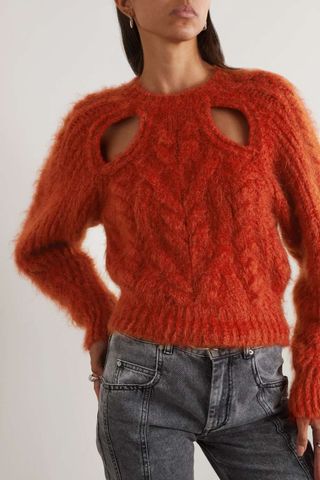 Isabel Marant + Alford Cutout Cable-Knit Mohair-Blend Sweater